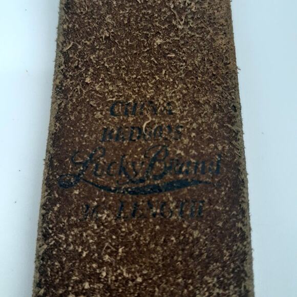 Lucky Brand Southwestern Pattern Machine Tooled Geometric Brown Leather Size 36 - Picture 7 of 13